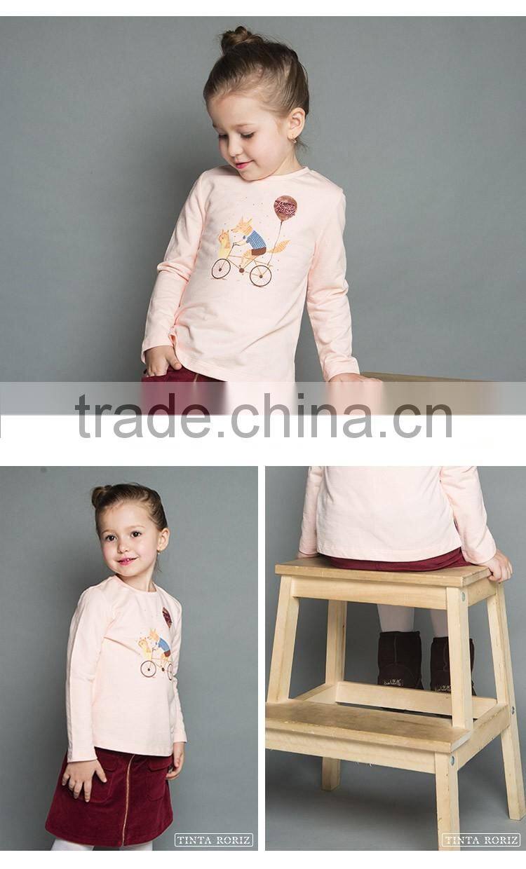 2017 Spring Girls t Shirt With Pattern 100% Cotton Children Clothing Long Sleeve Kids T Shirt