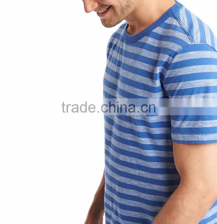2016 Wholesale dri fit extended knited men's striped tee t shirt