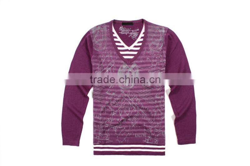 Men V neck Thin Sweater Knitting Pattern