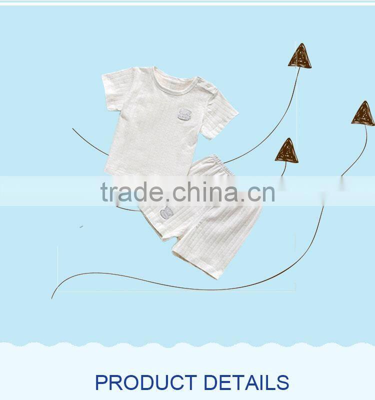 2017Wholesale baby clothing white plain cotton sleeveless baby romper set