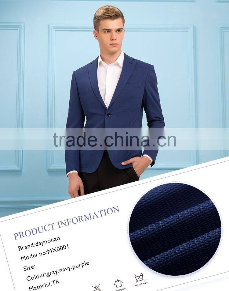 2016 new arrival trendy slim fit mens jacket half lining two button casual men blazer