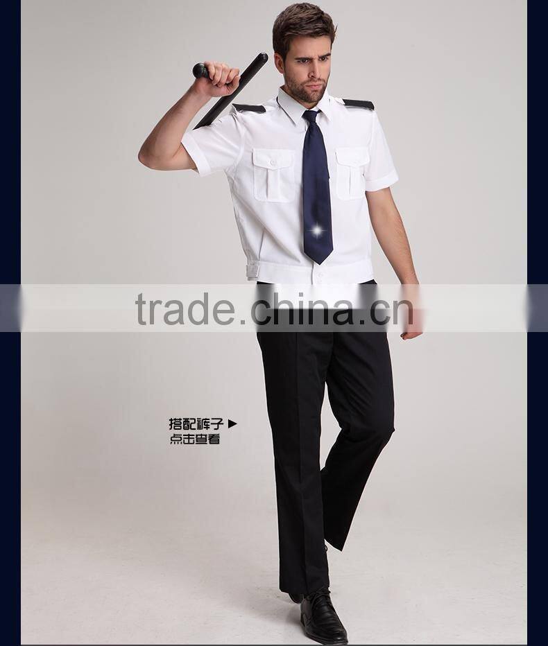Customized Men's Security Guard Dress Uniform/Cheap Security Shirt/ White Design Security Guard Wear