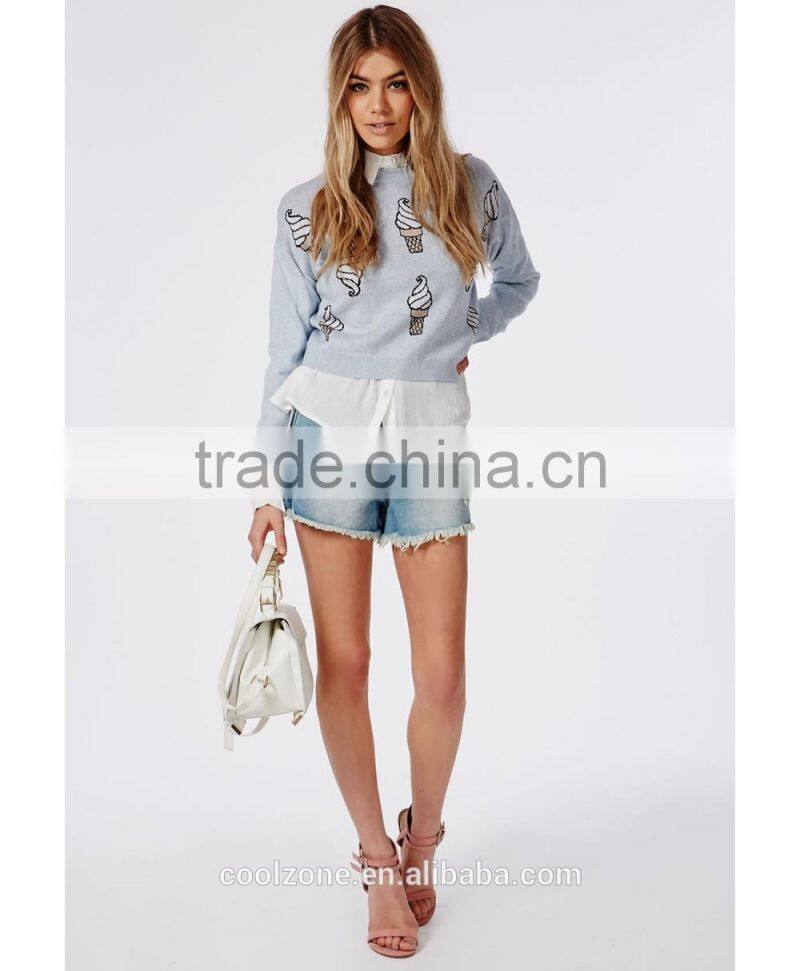 China wholesale Ice Cream knitted sweatshirt women crop hoodies