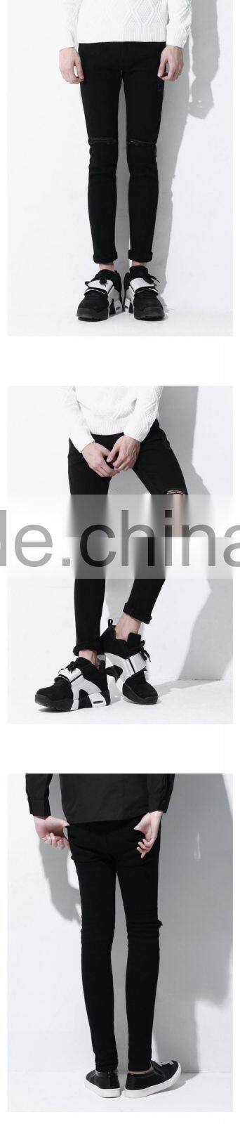 fashion broken hole men's jeans pant slim fit trousers