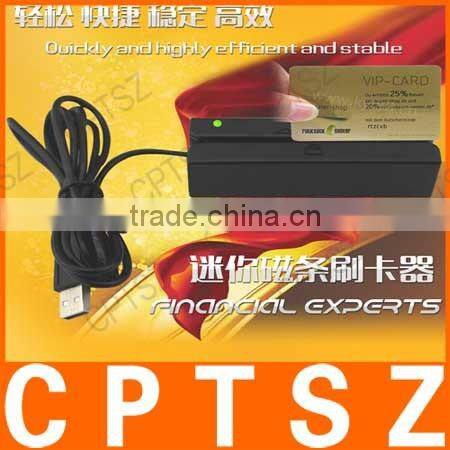 Mini three track magnetic stripe card reader usb card reader full (USB)
