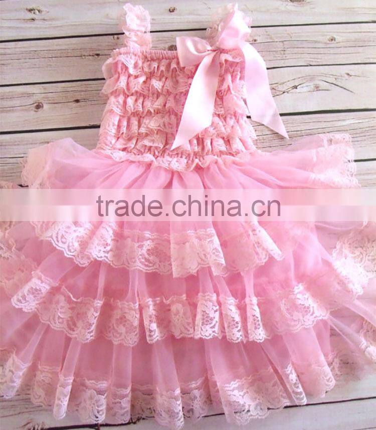 Wholesale boutique summer rustic floral lace girls dress vintage M5061815