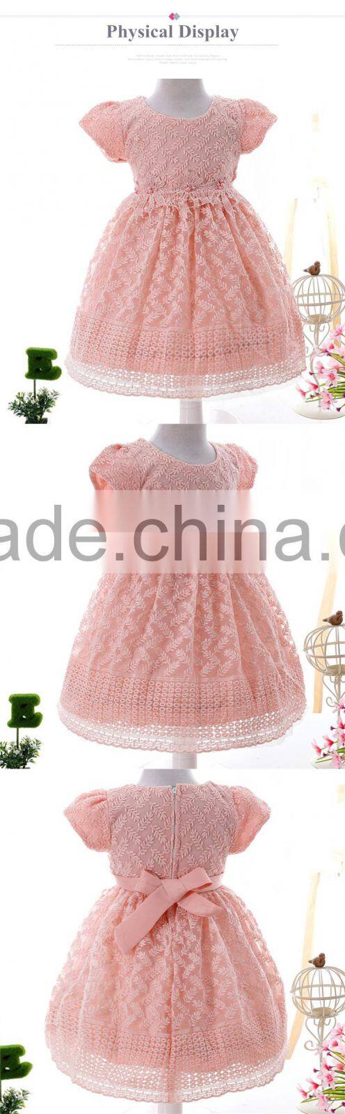 Good quality flower embroidery latest net designs novel fashion baby dress new style
