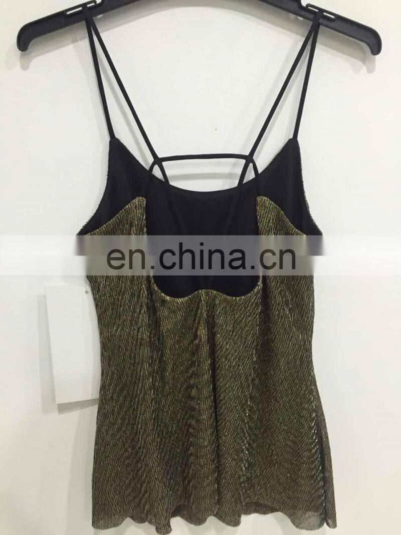 2017 summer metallic backless condole belt camisole