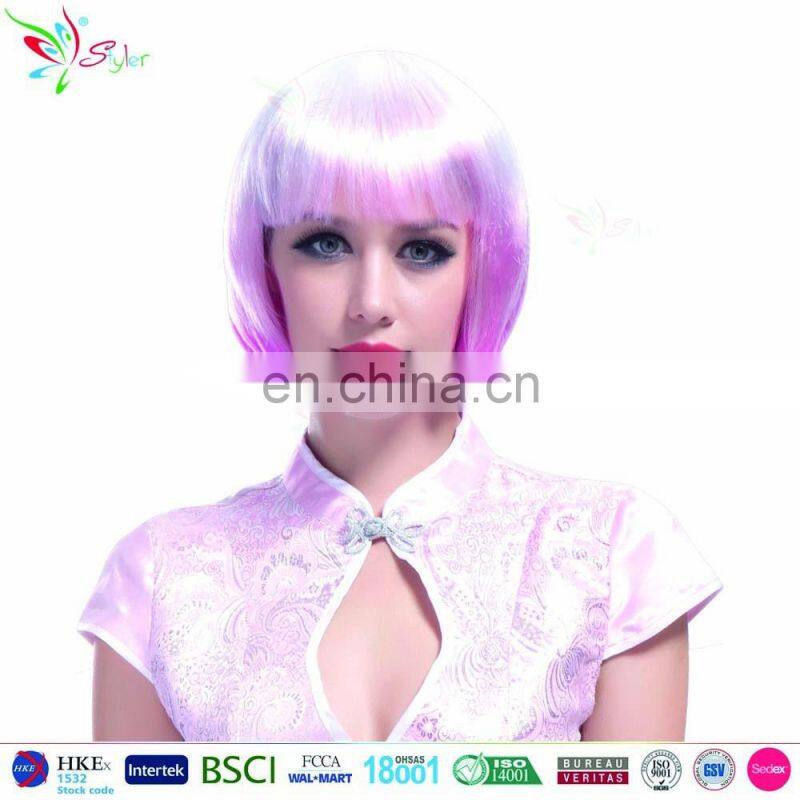 Styler Brand factory wholesale synthetic china made best pink halloween party wig