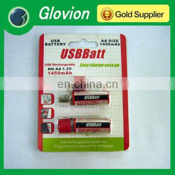 USBCELL AA Rechargable Battery 2 Cell Pack