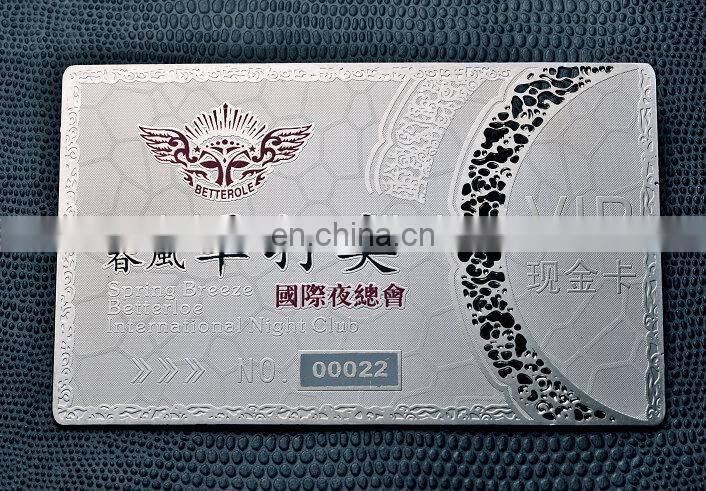 Different color anodic oxidation aluminum metal vip card