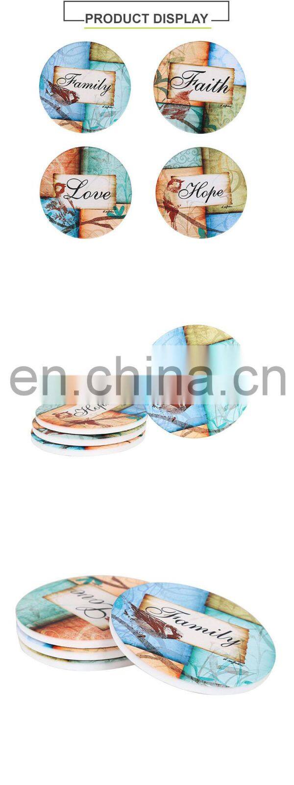 Customized Ceramic Life Belief Round Coaster, Cork Coaster Sets, Cork Board Coaster