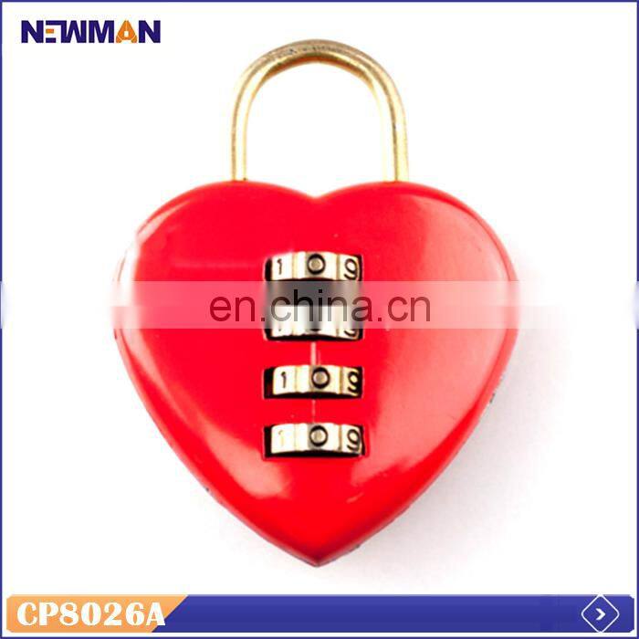 NEWMAN CP8026a Heart Shape Password Lock, Red Security Padlock