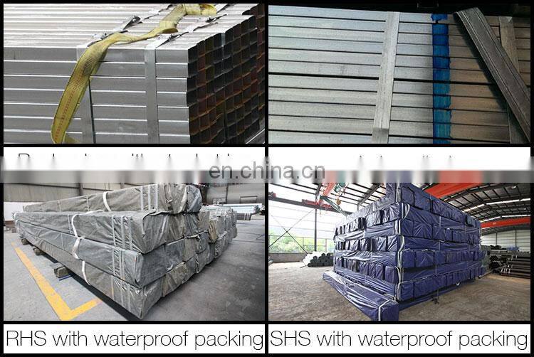 ERW straight seam gi tube, 30x30 pre galvanized square steel tube weight per piece