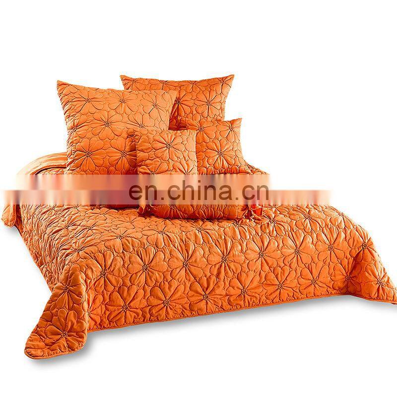 i @ home embroidery design bedspread,Orange flower design bedspreads,polyester christmas king size fitted quilted bedspread
