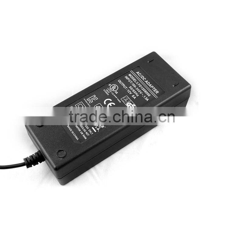 DOE VI energy efficiency 12V 8A Desktop switching power supply AC/DC adapter for hoverboard with CE/FCC approval