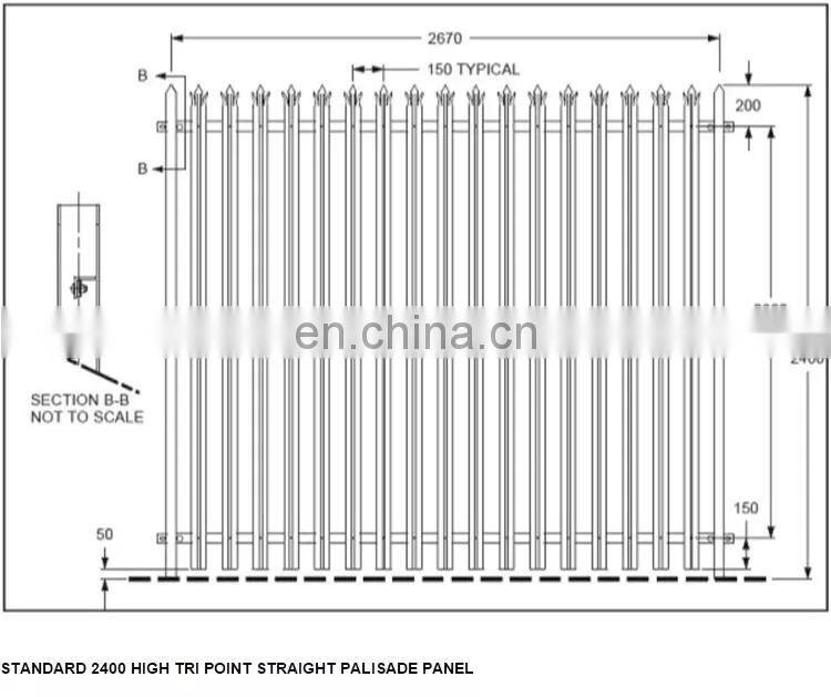Good quality Commercial Industrial Steel Security palisade fencing