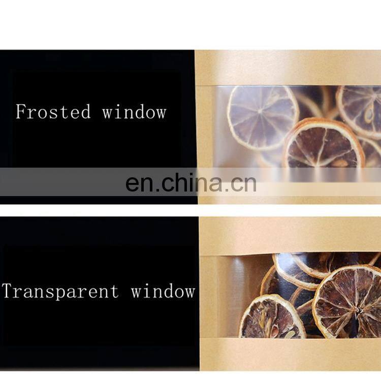 Doypack Zip lock Brown White Kraft Craft Paper Standing Up Pouches Food Packaging Zipper Bags With Window