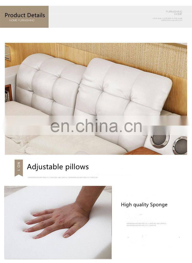Luxury Modern style leather sofa wood beds room furniture for home or hotel