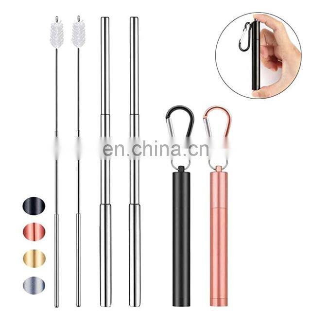 Telescopic Stainless Steel Yerba Mate Straw Spoon with Cleaning Brush