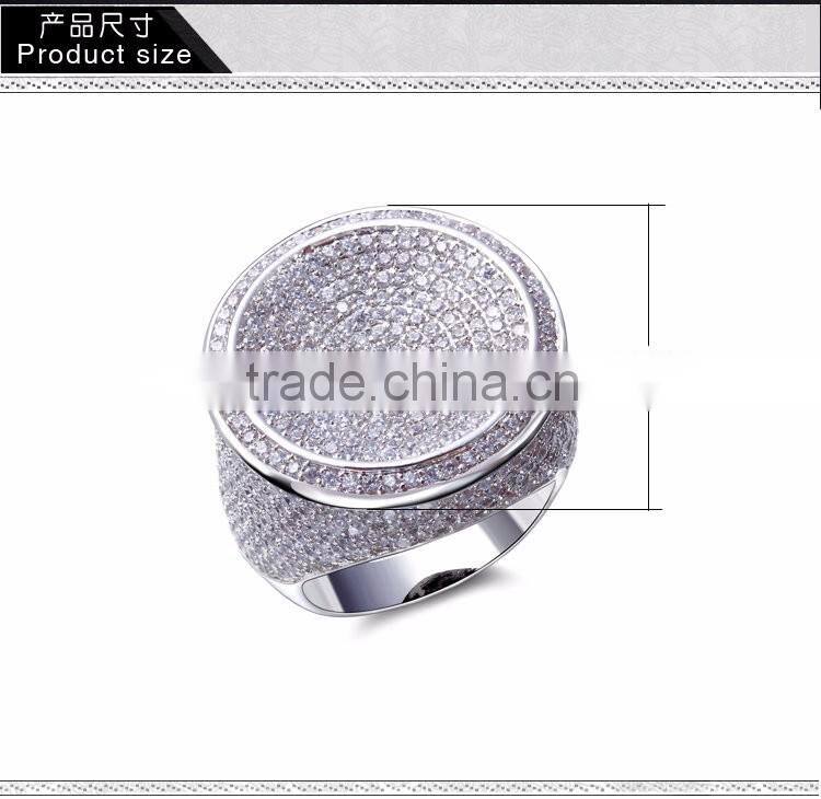 Round Shape CZ Micro Pave Setting Wedding for Bride Very Big Deluxe Statement Ring