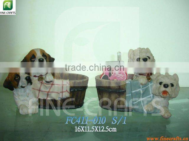 Resin desktop mobile phone holder with dogs statue