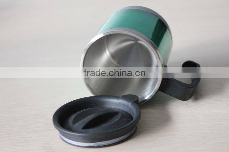 Double wall stainless steel inner ,plastic outer travel mug