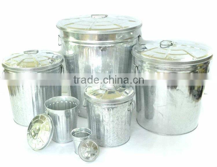 4L galvanized waste bins household garbage barrels with open top