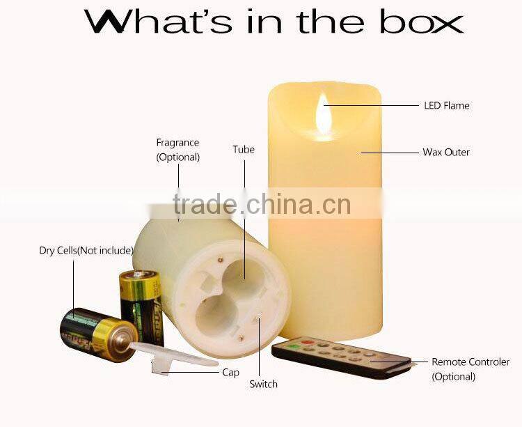 ABEI Lycas patented Ivory pillar flameless 3D moving flame led candle niganha