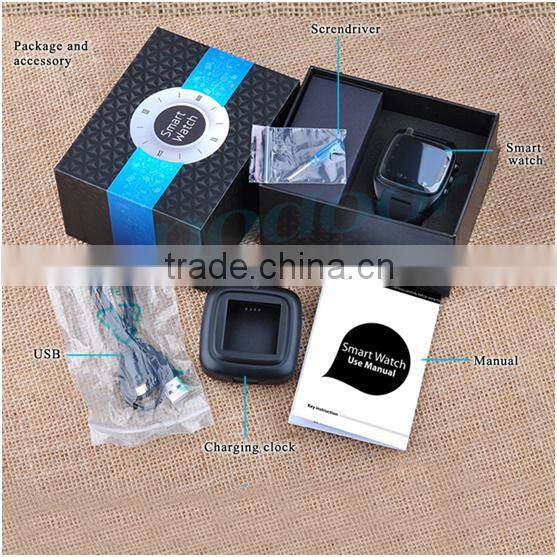 2016 New style fashion leather wrist band waterproof Android smart watch with Camera Support SIM Card and GPS