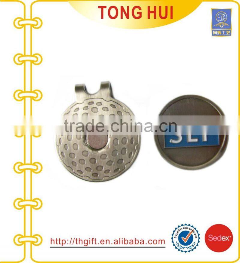 Metal golf ball marker magnetic hat clip with soft enamel finished