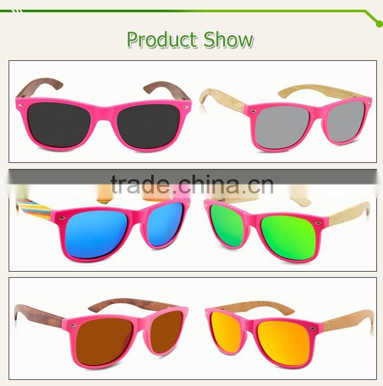 Plastic frame Bamboo arms sunglasses handmade, bamboo eyewear, bamboo sunglasses China