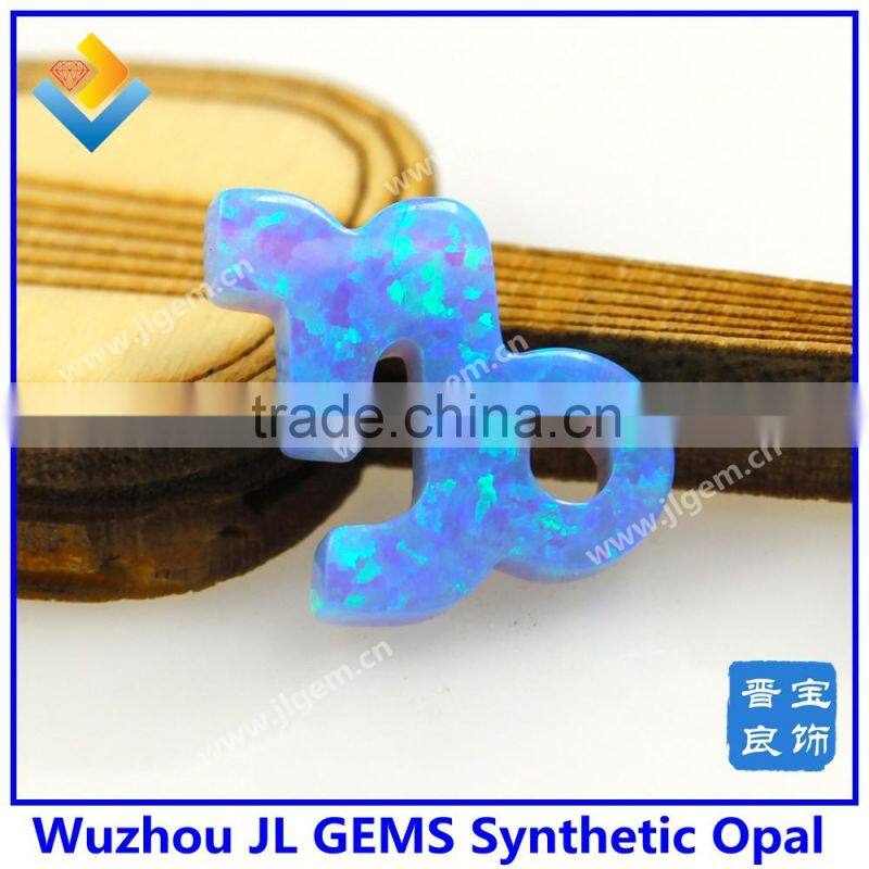 Wholesale 12 Horoscope Opal Gemstone Pendant Capricorn Fire White/Blue Opal With Synthetic Opal