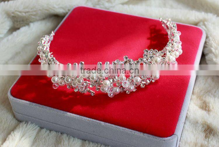 Charm Bridal Wedding Silver Crystal Rhinestone Flower Headband Tiara Hair Accessories Bridal Headwear