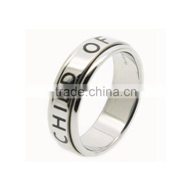 Stainless Steel Spinner Etched Word Rings