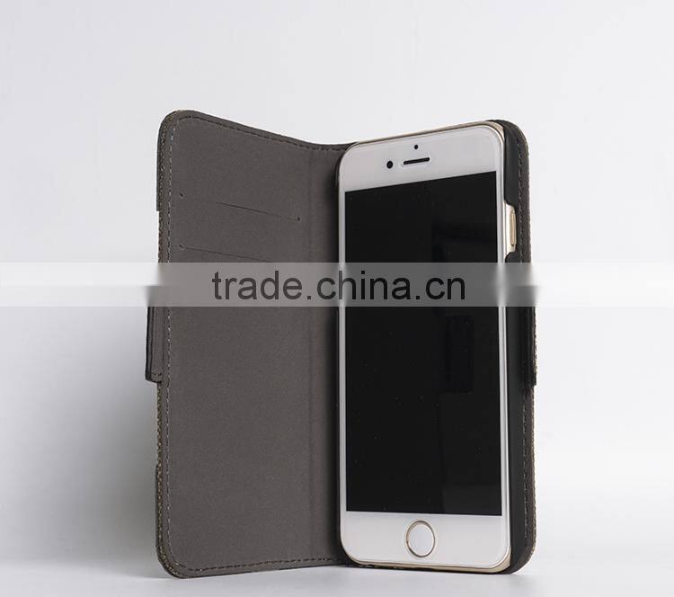 case for iPhone 6S with Full-grain cowhide leather black handmade case for mobile phone OEM/ODM accepted