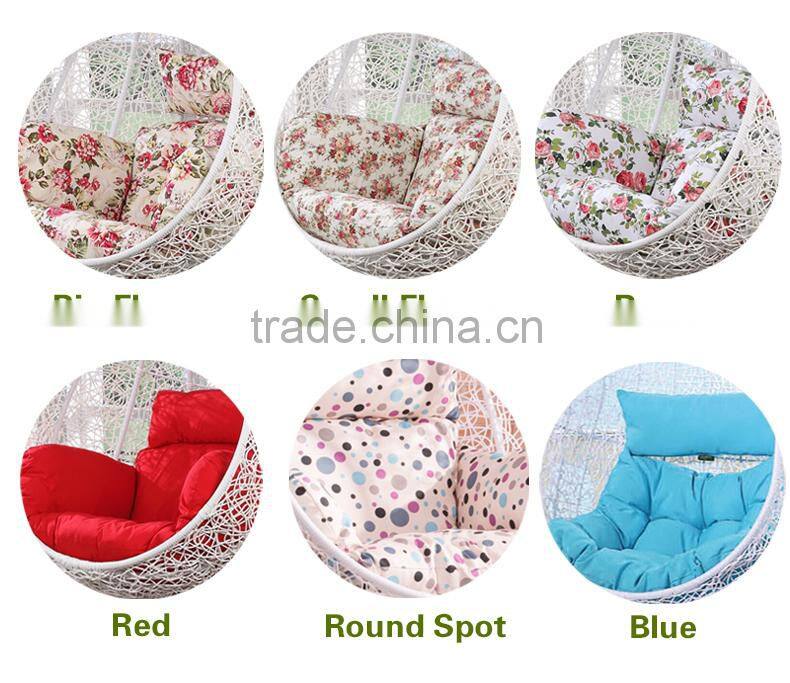 New Trendy Indoor Outdoor Bedroom Balcony Resin Plastic PVC PE Rattan Wicker Single Seat Swing Chair