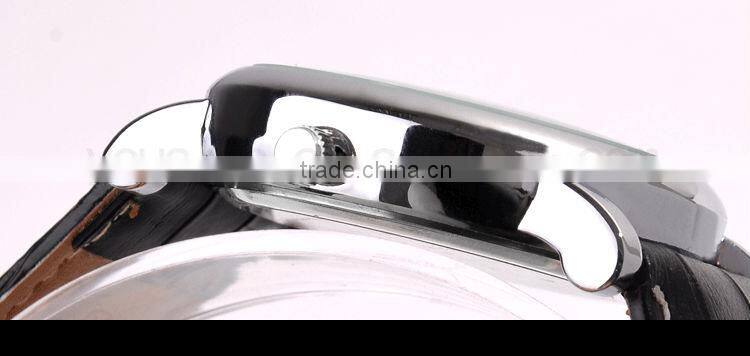 Newest Leather Strap Men Wrist Watch Gift KING SILIVER