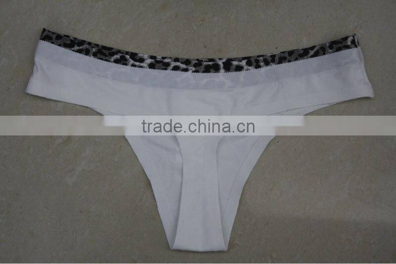 2014 Mature Ladies Contrast Design Leopard Print Tape Laser Cut Panty