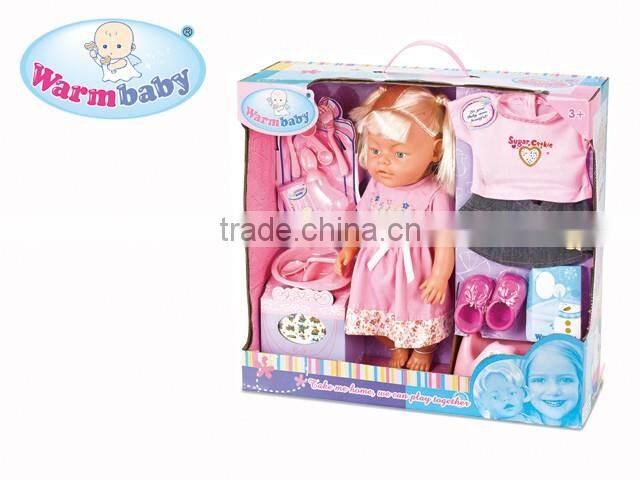 16inch baby doll with cooking tools and clothes warm baby for 3 years children