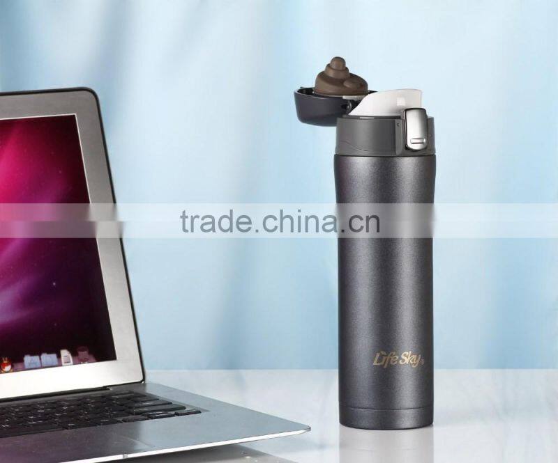 new style double wall stainless steel vacuum thermos flask ,lock cup