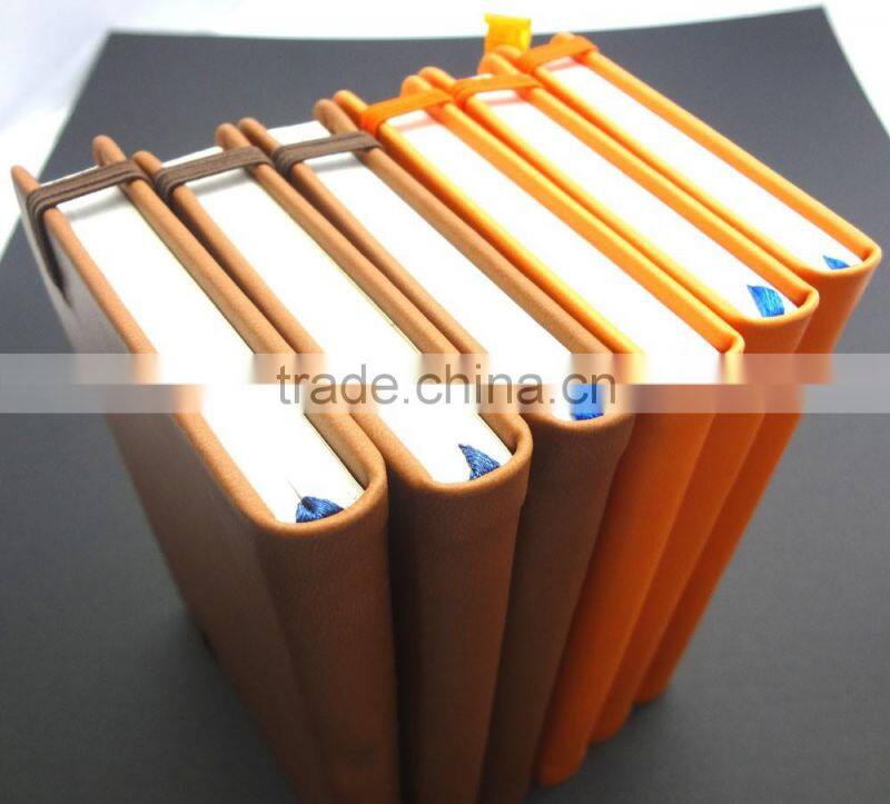 hot sale orange faux leather a6 size notebook with pen