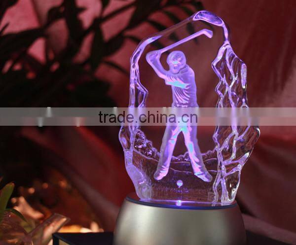 Clear Crystal 3D Laser Engraving For Glof crystal iceberg