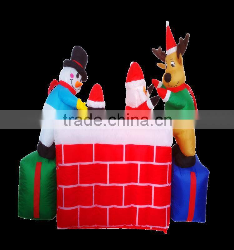 DJ-XT-01 inflatable christmas santa claus emerge chimney lighted decoration