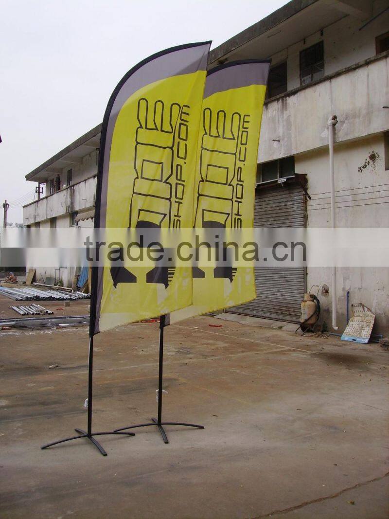 2016 hot durable aluminium and fabric graphic beacher feather flag