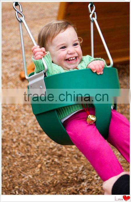 Plastic Full Bucket Kids Swing Seat with High Rest Back