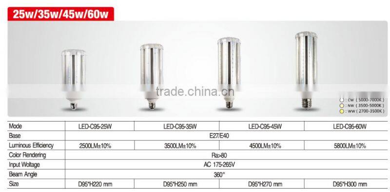Factory price 2800lm ra80 35w e27 led corn