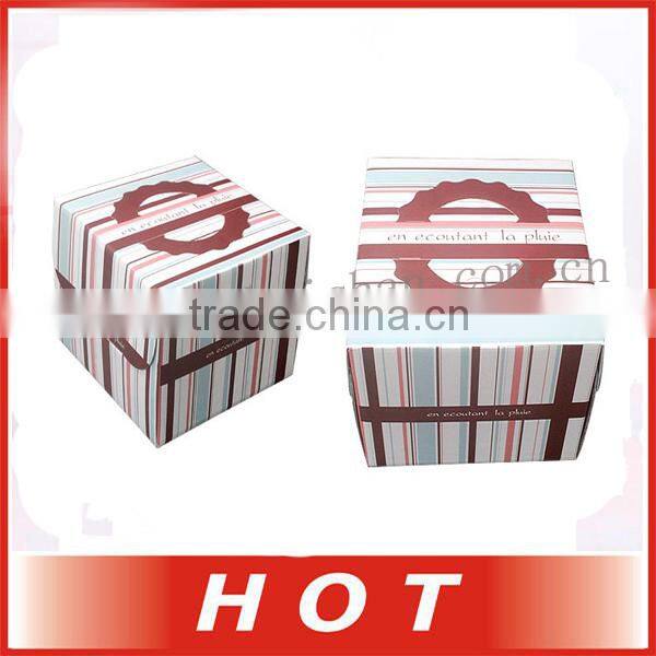 8 inch cookies cake paper packing box with handle