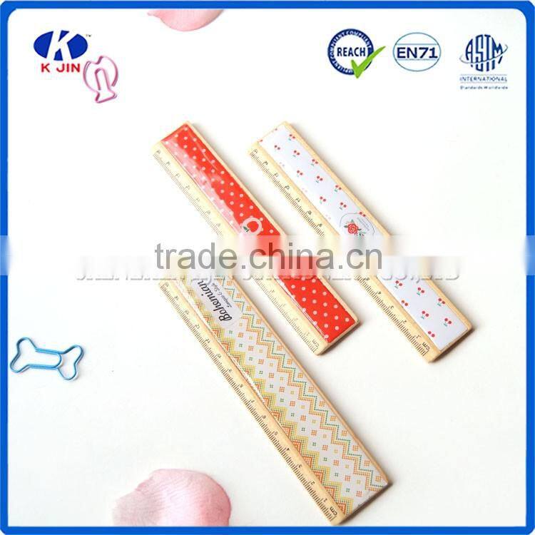 Hot sale promotional 15cm wooden straight rulers with screen OEM LOGO printed