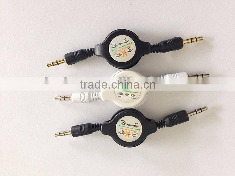 3.5mm aux audio cable usb data transfer M to M Retractable Audio Data Cable for iPod iPhone MP3 Players